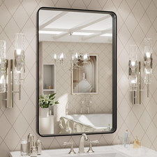 LOAAO 24X30 Inch Black Metal Framed Bathroom Mirror for Wall, Matte Black Bathro