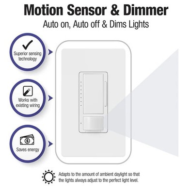 MSCL-OP153M-WH, White Lutron Maestro Motion Sensor Dimmer Switch