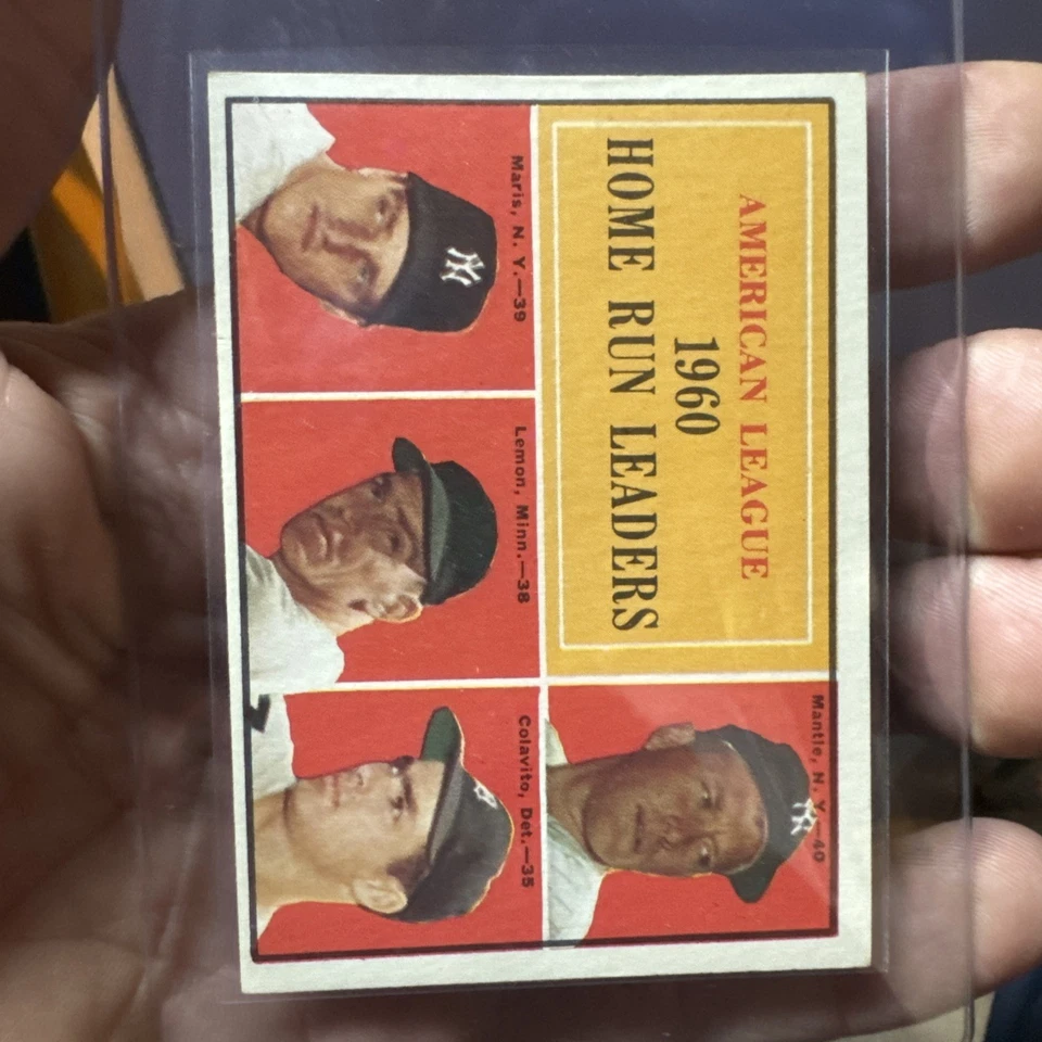 1961 Topps AL Home Run Leaders (1960) - Mantle, Maris Nm-mt - Imagem 4 de 4