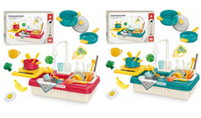 2in1 Play Sink with Running Water & Cooking Stove - 32 PCs Pretend Play Kitchen