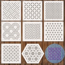Yousoontic 8 Pcs 4.7 x Inch Plastic Sashiko Stencil kit inches