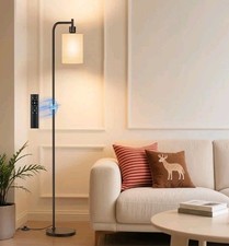 Floor Lamp with Linen Shade,Dimmable Tall Standing Lamp with Remote Control