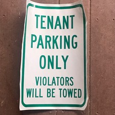 Tenant Parking Only Violators Will Be Towed Apartment Decal Sticker Sign 18x12