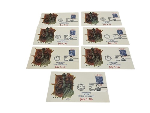 Statue Of Liberty 1986 Centennial 1st Day Cover Fleetwood Cache #224 Lot of 7