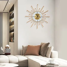 Modern 3D Metal Clock Sunburst Big Wall Clock Vintage Iron Hanging Living Room
