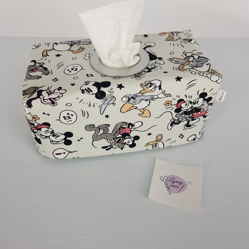 Tissue Box Cover Handmade Mickey & Friends Print Silver Circle Opening - Picture 8 of 12