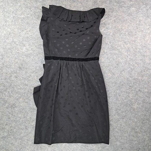 Marc By Marc Jacobs Dress Womens Size 4 Black Sheath Sleeveless Polka Dot Frill - Picture 4 of 9