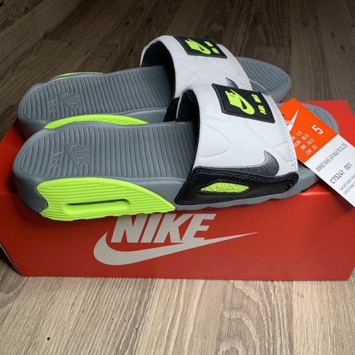 Nike Air Max 90 Slide Sandals Grey Volt Green CT5241-001 Women's Size 5  NEW! | eBay