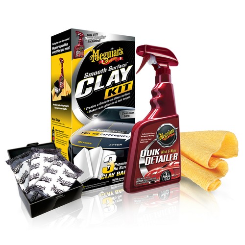 Meguiar's SMOOTH SURFACE CLAY KIT 3 Clay Bars Quick Detailer Microfiber