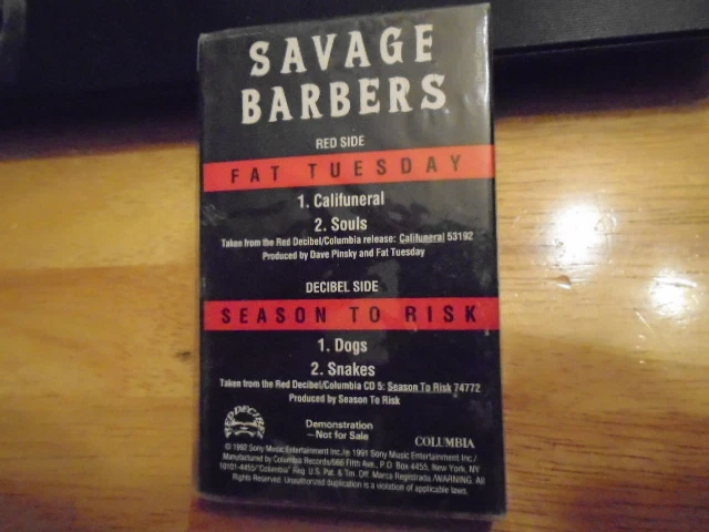 SEALED RARE PROMO Savage Barbers CASSETTE TAPE Fat Tuesday SEASON TO RISK rock ! - Image 2 of 2