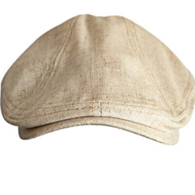 Men Unisex Beret Hat Linen Cotton Cap Casual Driving Summer Khaki