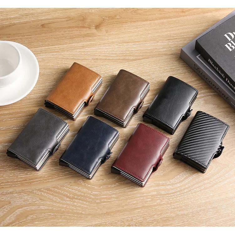 Slim Leather Credit Card Holder Wallet for Men - Modern Multicolor Minimalist Gift