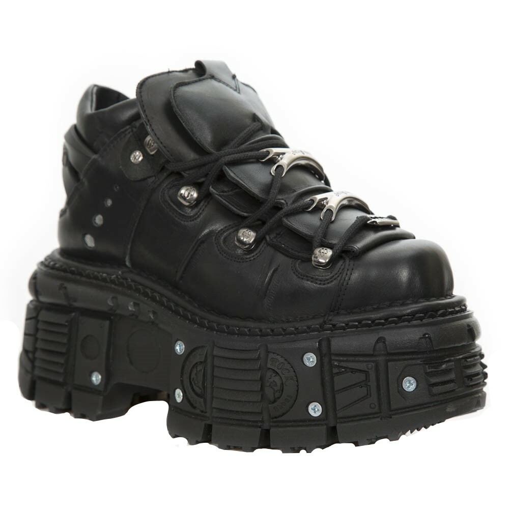 New Rock Boots M-TANK106-C2 Unisex Metallic Black 100% Leather 