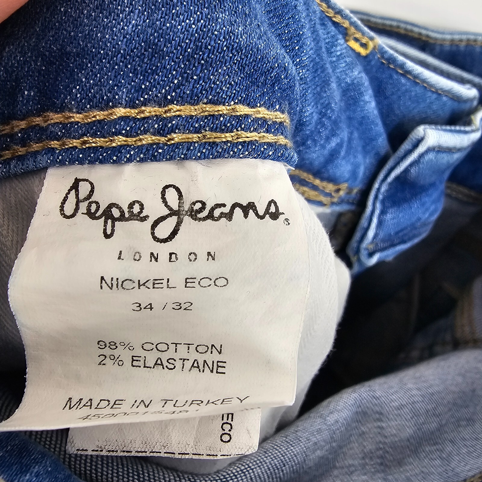 Pepe Jeans Jeans Womens W34 L32 Denim Distressed Blue Skinny Leg