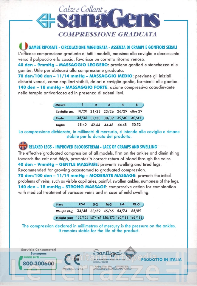 Sanagens Collant CLASSIC 70 den compressione graduata maglia a rete Calze  Sanag - Immagine 2 di 2