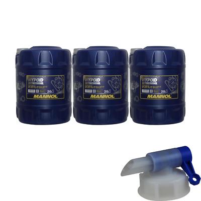 3x 20 L MANNOL Getriebeöl Hypoid Getriebeoel 80W-90 API GL4/GL 5 + Auslaufhahn