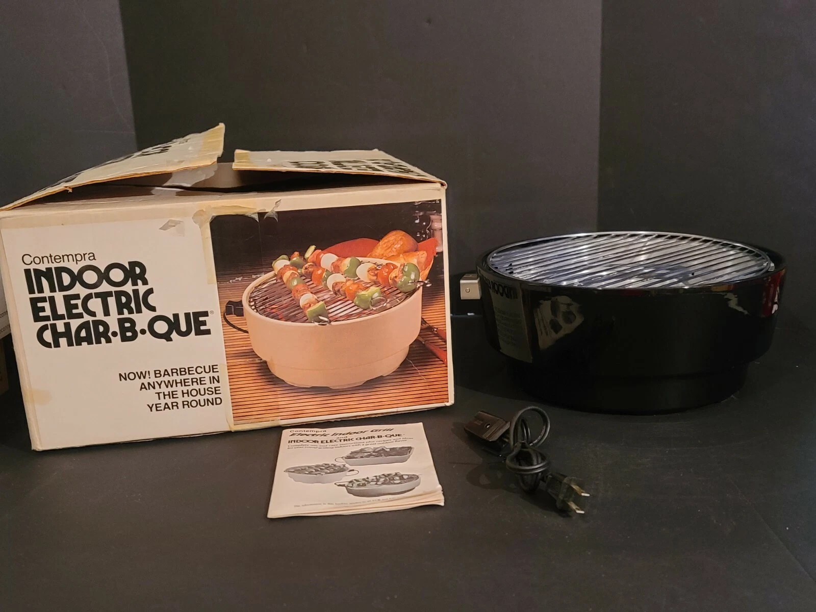 Contempra Indoor Countertop Electric Char-B-Que Grill Black Made In USA