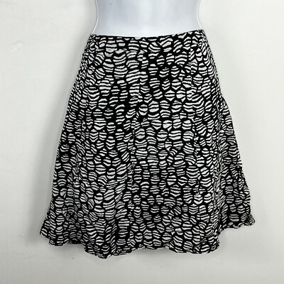LOFT Petite Skirt Sz 10P Black White Geometric Scandi Minimal Art Gallery Chic