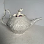 Vintage Red Wing Pottery Capistrano Gray Weave Tea Pot - Floral Accent Lid 1950s