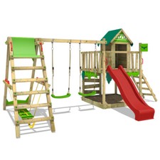 FATMOOSE JazzyJungle Jam XXL Wooden ClimbingFrame SurfSwing & red Slide