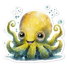 Cute Octopus, Vinyl Decal Sticker, Indoor Outdoor, 3 Sizes, #9394