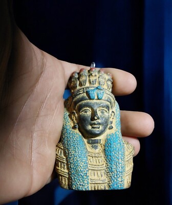 Rare Ancient Egyptian Cleopatra Statue Pharaonic Antique Pendant Antiques