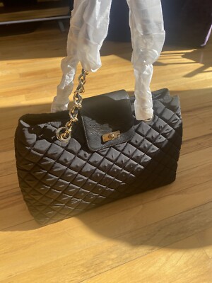 Talbots Handbag/Purse - Black - Quilted Fabric - Large Tote NWT MSRP $149