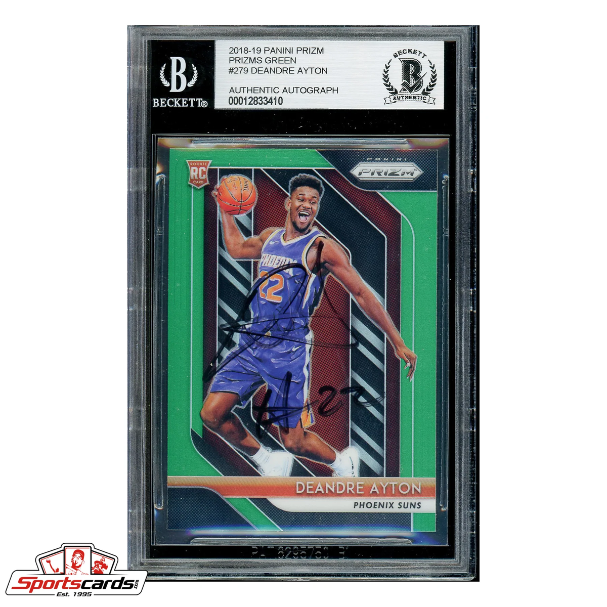 Deandre Ayton Signed Auto 2018-19 Panini Prizm Green #279 RC BAS