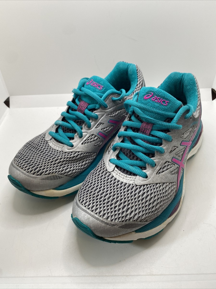 Asics Gel Cumulus 18 T6C8N Running Cross Training Pink Silver Teal