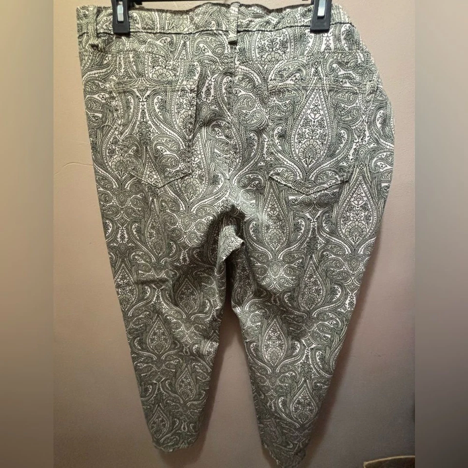 Calça paisley Charter Club Bristol skinny tornozelo 16 verde sálvia/rosa Costal Office - Imagem 2 de 4