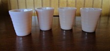 4 Vintage 1950s Child  s Akro Agate Stack Disc PINK 2" Drinking Tumblers Dishes