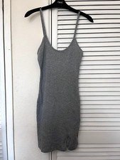 New shein ribbed stretchy fitted strappy grey bodycon dress size 8 XS
