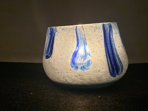 Beautiful Art Glass Tealight Votive Candle Holder Hand Blown Green - Picture 8 of 10