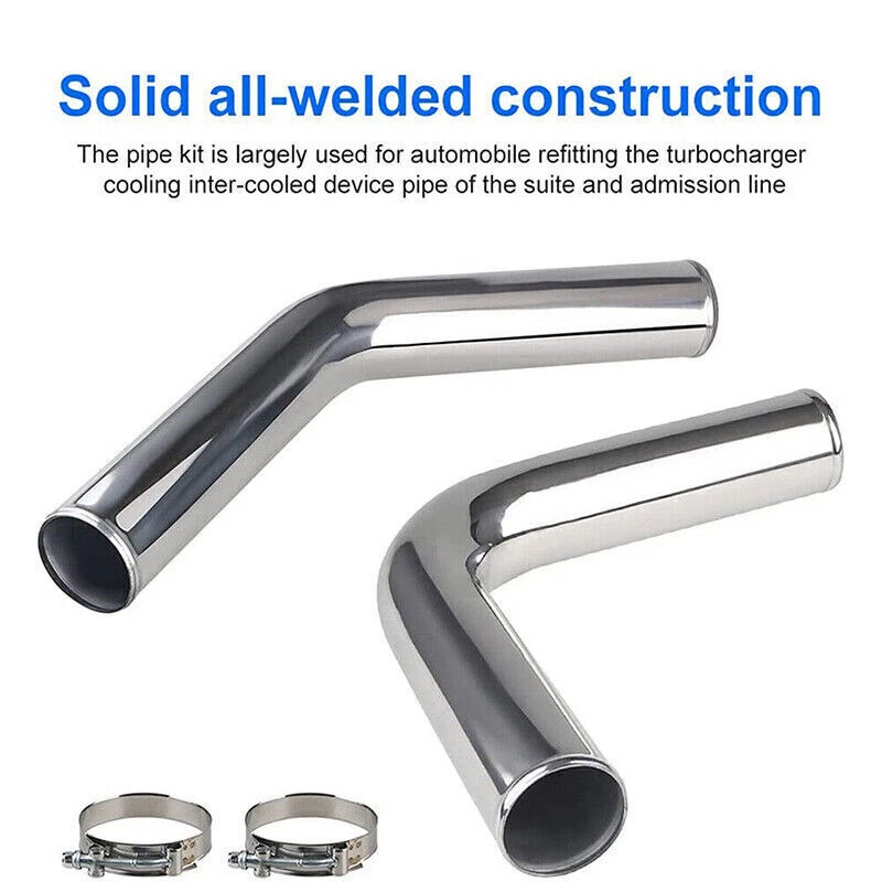 2.5" Aluminum Turbo Intercooler Elbow Pipe Kit +Silicone Hose+Clamp Universal - Image 4 of 4
