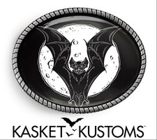 Bat Silhouette Belt Buckle - Gothic Halloween Art Handmade Artisan Buckle - 954