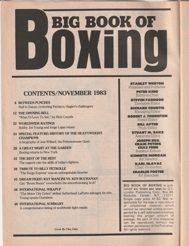 BIG BOOK OF BOXING MAGAZINE RAY MANCINI-LARRY HOLMES BOXING HOFers NOVEMBER 1983 - 画像2/3