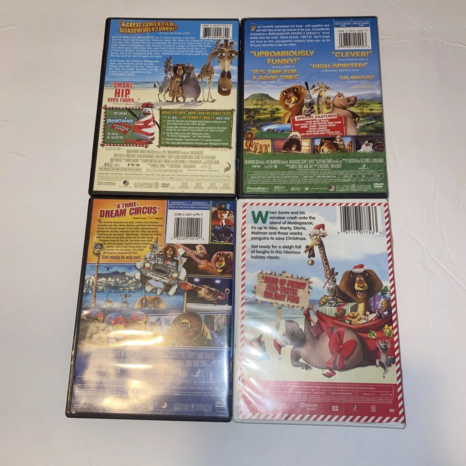 Lot Of 4 Madagascar DVD Movies Merry + Madagascar 1 2 3. including the penguins - Image 2 of 4