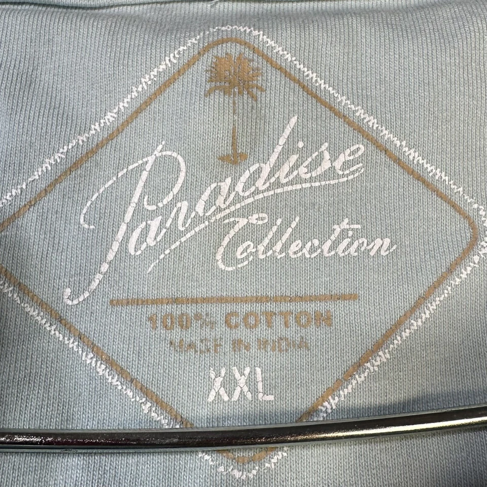 Paradise Island Polo Shirt Size 2XL (XXL) Short Sleeve Collared Light Blue - Image 3 of 4