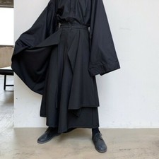 Pantaloni Ampi Da Uomo Pantaloni Asimmetrici Culotte Con Gambali Neri Gotici