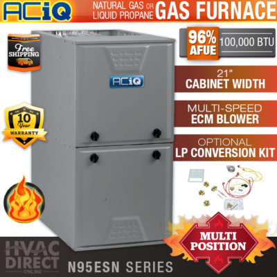 #ad ACiQ 100000 BTU 96% AFUE 1 Stage Natural Gas or Propane LP Furnace ECM Blower $2023.00