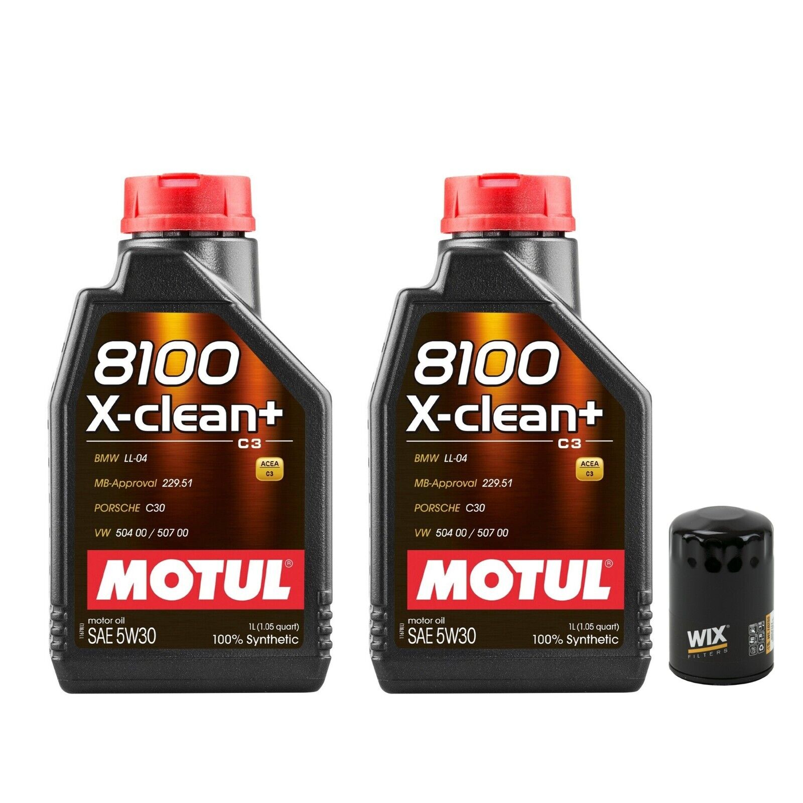 Filter Motor Oil Change Kit 2 Liter 8100 X-CLEAN + 5W30 For Buick Cady Chevy GMC