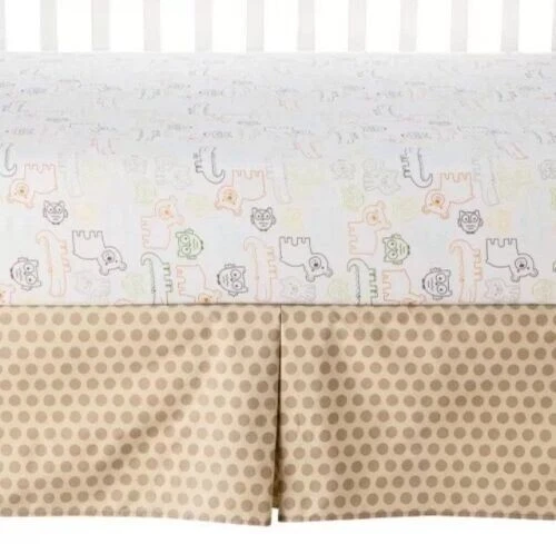 Новый комплект из 3 предметов для детской кроватки из джунглей животных одеяло простыня на резинке и пыль оборки - Изображение 3 из 4