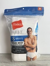 Hanes Best Tagless Briefs White Mens M 32-34 White 8 Pack Wicking Cool Comfort