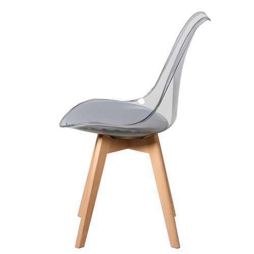 Set di 6 Sedie da Pranzo Materiale PU e Gambe in Legno di Faggio Moderne Grigio - Foto 4 di 12
