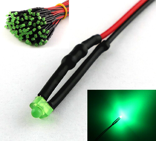 1,8mm 2mm 3mm 5mm 12V LED mit 20cm Kabel AUSWAHL  klar matt auto RGB UV - Bild 14 von 60