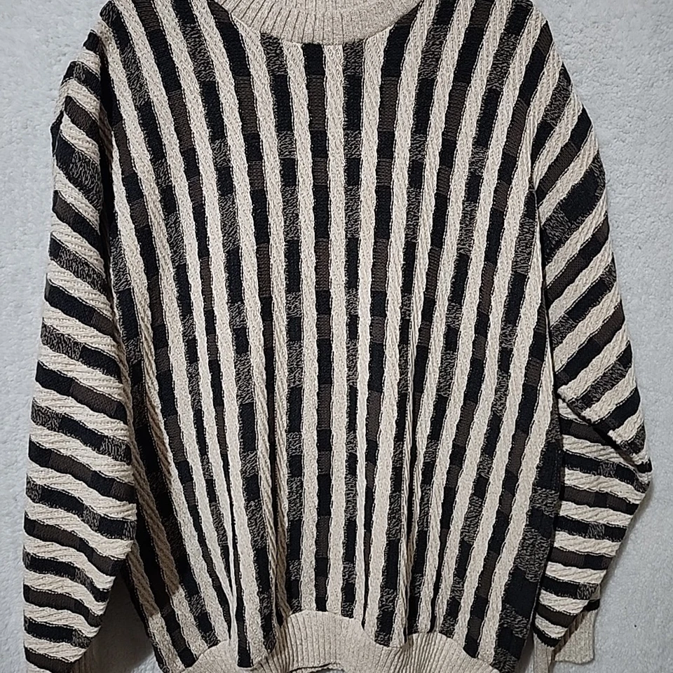 Suéter Town Craft Hombres XXLT Tejido a Tiras Mezcla de Algodón Cuello Redondo De Colección Foto 3 de 4