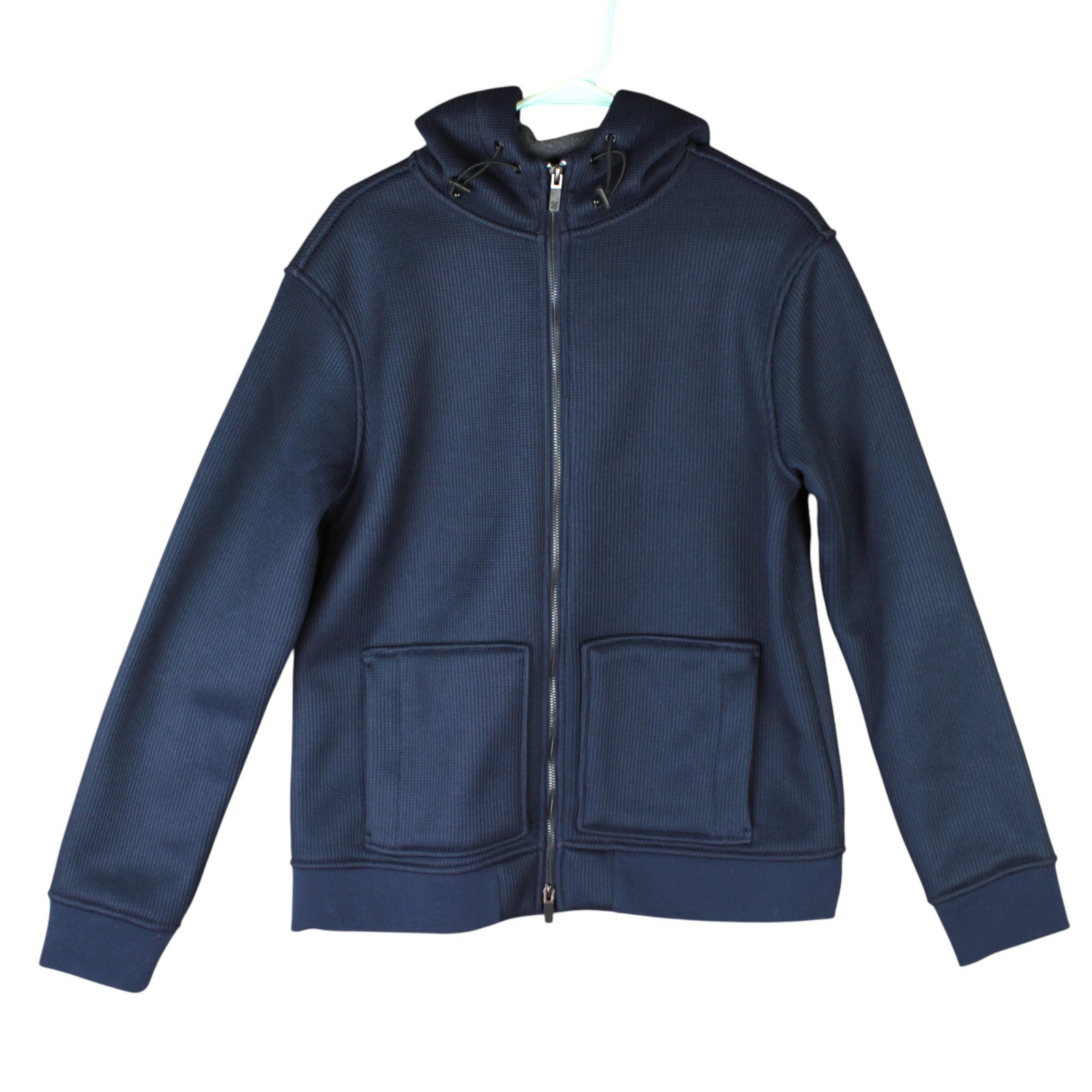 Hickey Freeman Men Blue Solid Full Zip Hooded Jac… - image 3