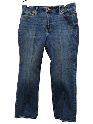 Talbots Size 14 Petite Barely Boot Cut Dark Wash Stretch 5 Pocket Jeans