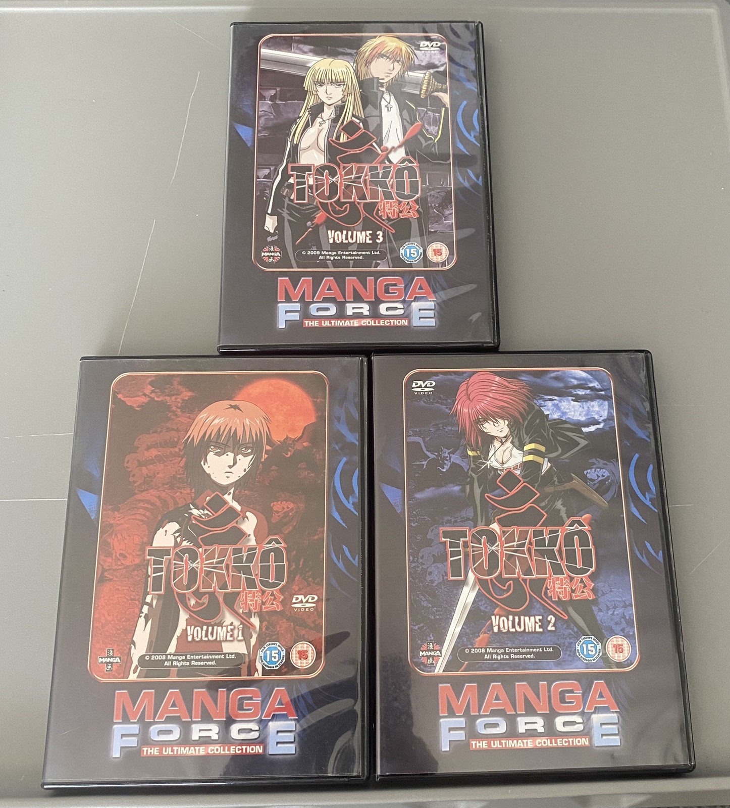 Tokko Manga Dvd Volume 1, 2 and 3. VGC