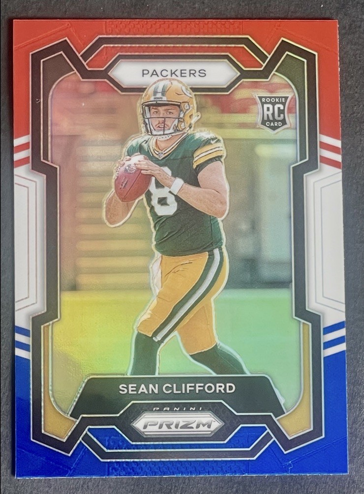 2023 Panini Prizm Sean Clifford Rookie Red White & Blue Prizm RC #338 Packers